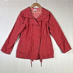 LOFT Ann Taylor Jacket Sz S Coral Pink Utility Anorak Linen Blend Coat